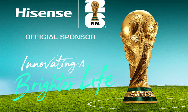 Fifa trofé med texten "Innovating a brighter life"