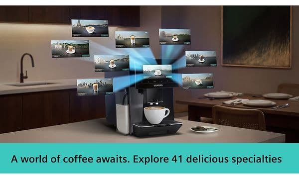 Siemens espressomaskine med 41 kaffespecialiteter