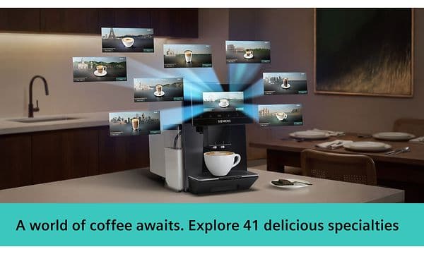 Siemens espressomaskine med 41 kaffespecialiteter