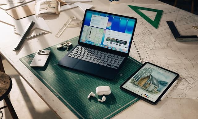 Apple - B2B - Apple MacBook och iPad på ett skrivbord