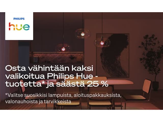 Osta vähintään kaksi Philips Hue -tuotetta ja säästä 25 prosenttia