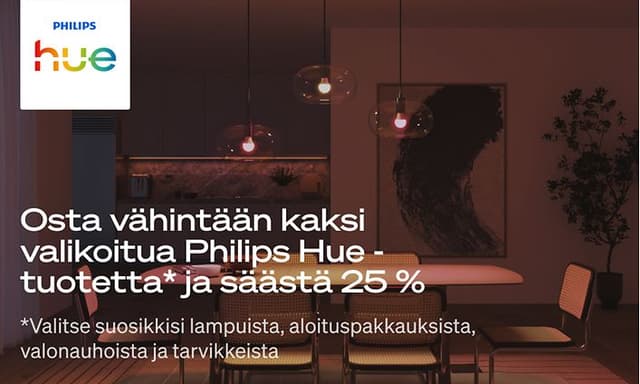 Osta vähintään kaksi Philips Hue -tuotetta ja säästä 25 prosenttia