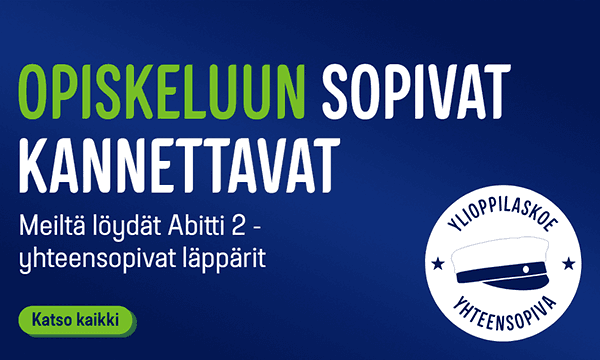 Opiskeluun sopivat kannettavat, jotka testattu toimivaksi abitti 2 kanssa.