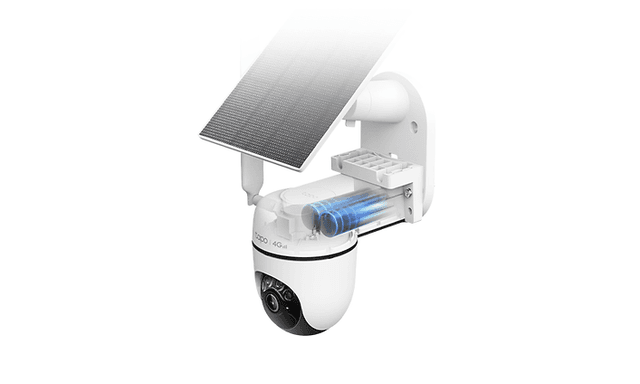 An illustration of the Tapo C615G KIT security camera with its components and solar panel.