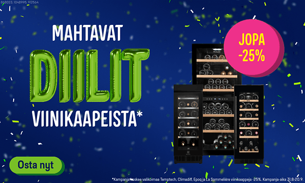 Jopa 25 % alennusta viinikaapeista.