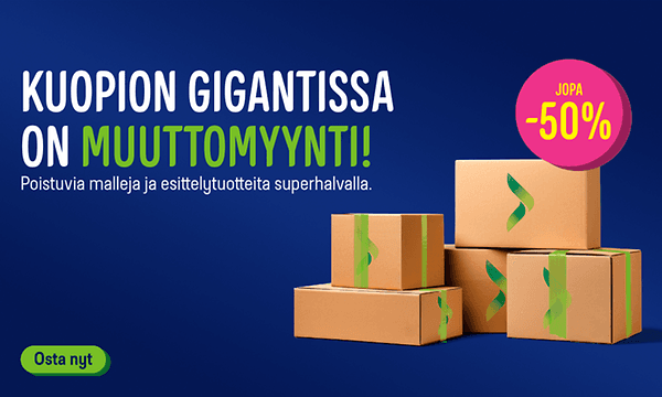 Kuopiossa on muuttomyynti! Poistuvia malleja ja esittelytuotteita superhalvalla.