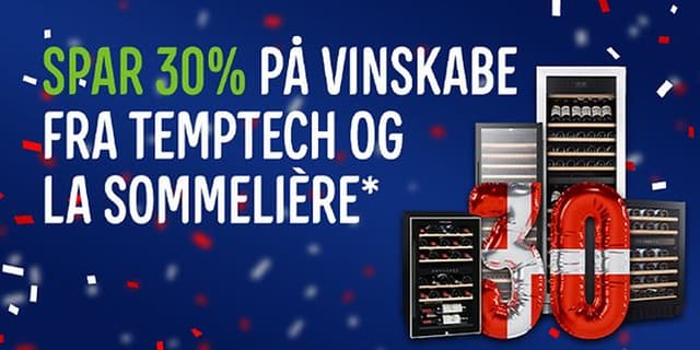 Spar 30% på vinskabe fra temptech og la sommelière*