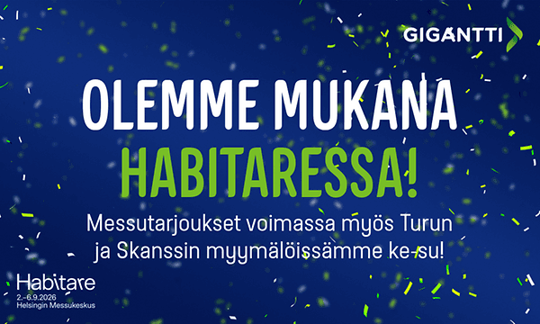 Olemme mukana Habitaressa. Messutarjoukset voimassa myös Turun ja Skanssin myymälöissämme ke-su!