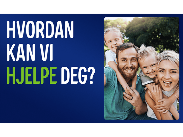 Banner med tekst; Hvordan kan vi hjelpe deg?