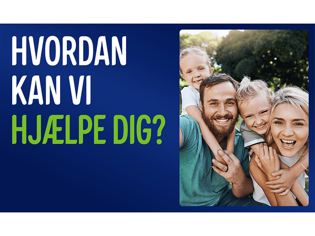 Banner med tekst; Hvordan kan vi hjælpe dig?