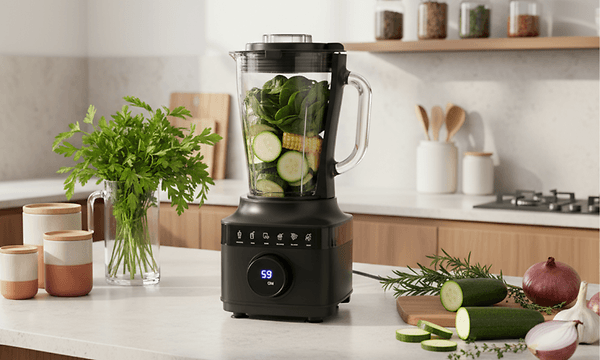 F&B blender with vegetables on a kitchen table