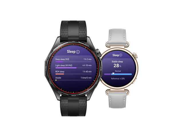 Et sort og et gråt HUAWEI WATCH GT 7-ur med TruSleep™ 5.0