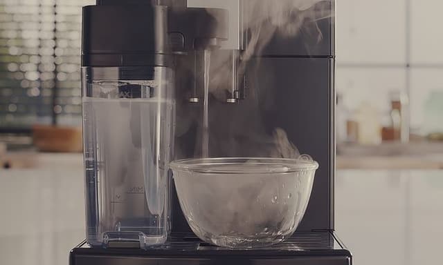 En espressomaskin som renser melkesystemet.