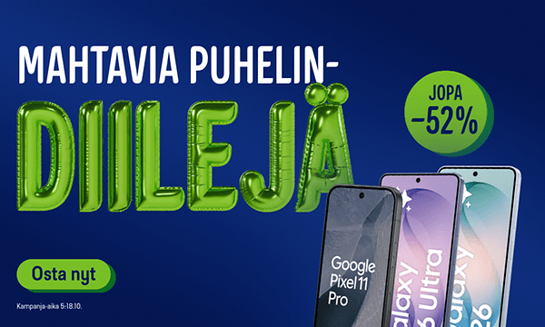 Mahtavia puhelin diilejä. Kampanja voimassa 5.-18.10.2026