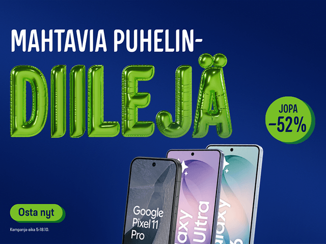 Mahtavia puhelin diilejä. Kampanja voimassa 5.-18.10.2026