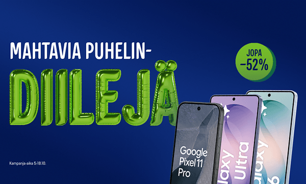 Mahtavia puhelin diilejä. Kampanja voimassa 5.-18.10.2026