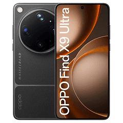 En OPPO Find X9 Ultra smarttelefon sett forfra og bakfra mot en hvit bakgrunn