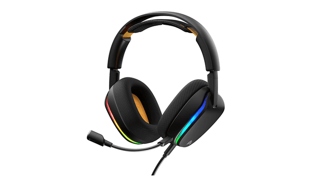 Produktbillede af et sort Glorious-gamingheadset på en hvid baggrund