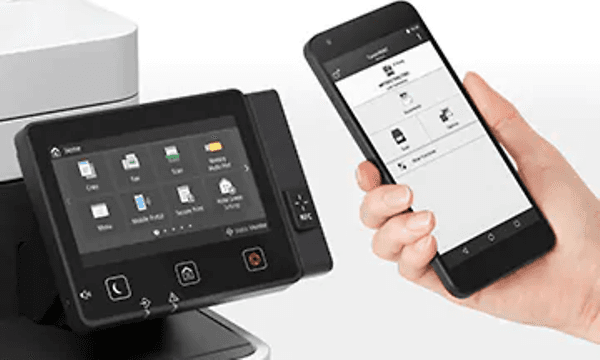Mobiltelefon tilsluttet til i-SENSYS printer