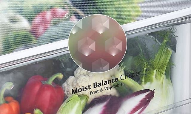 Ett gittermönstrat lådskydd håller frukt och grönsaker fräscha