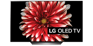 OLED-TV, jossa kirkkaanvärinen kukkakuva