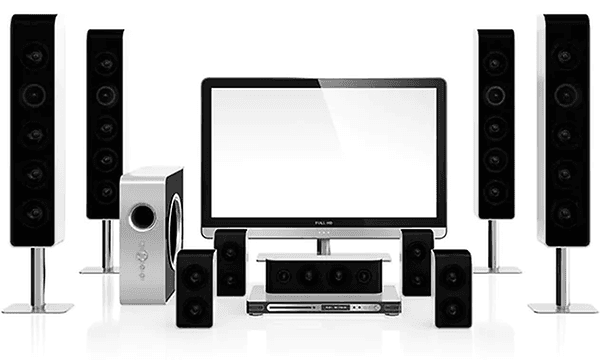 surround system med flere højtalere